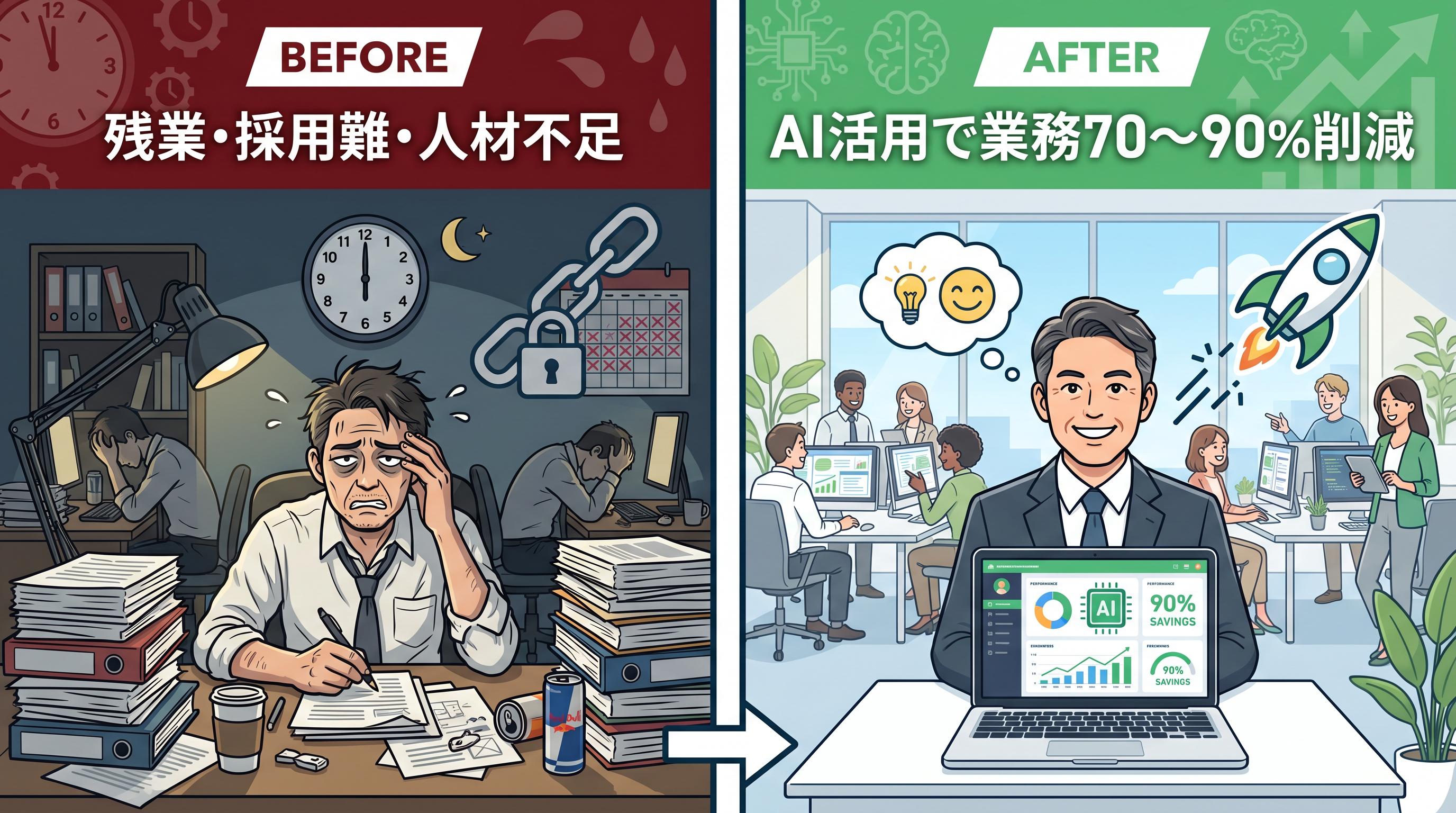 AI導入前後のBefore/After対比：業務時間・商談件数・売上の変化
