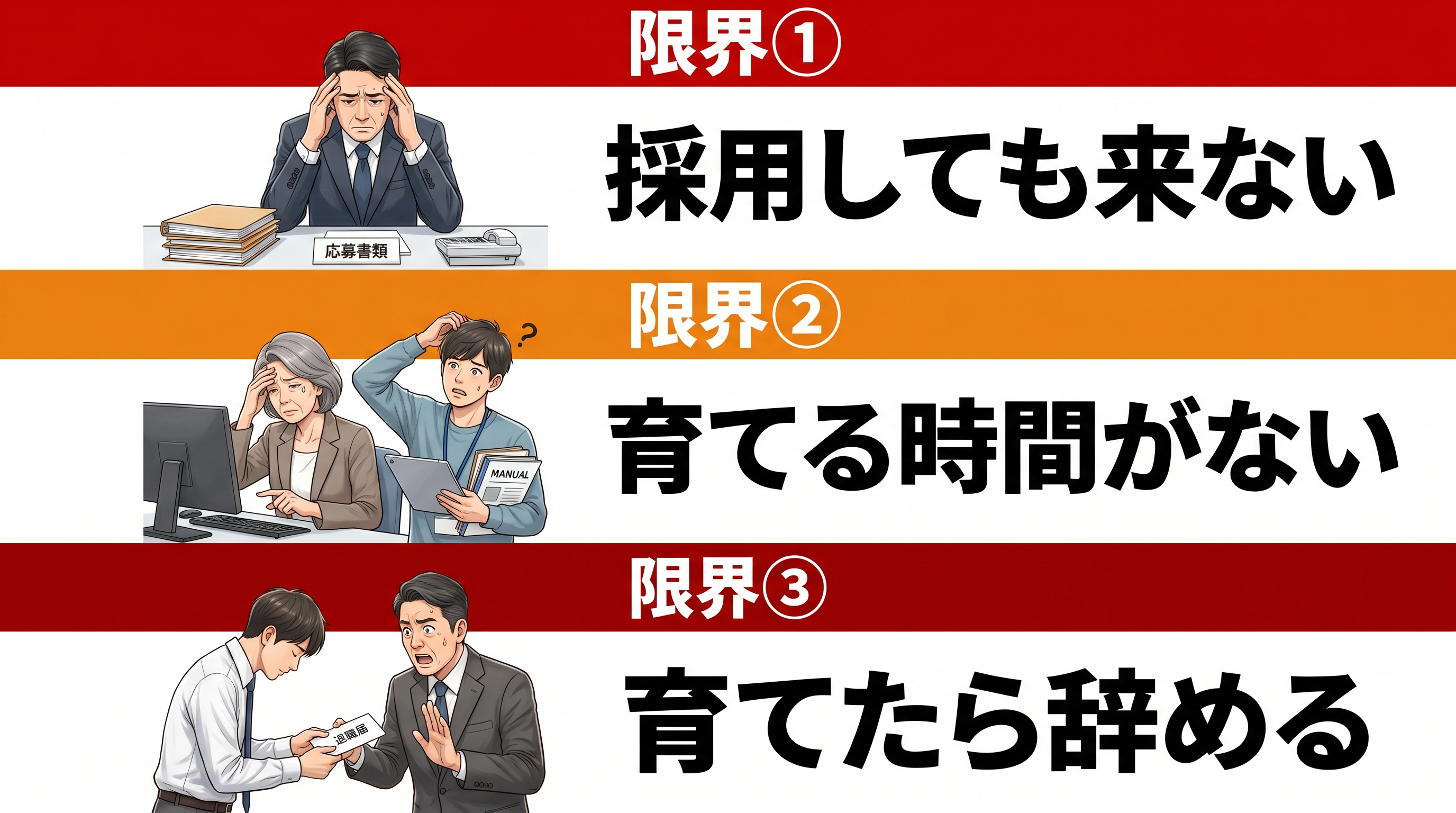 中小企業が直面する3つの限界：採用・育成・定着